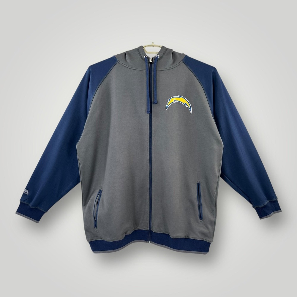 Los Angeles Chargers Hoodie Mens 3XL Gray Navy NFL Football Zip Up Fleece